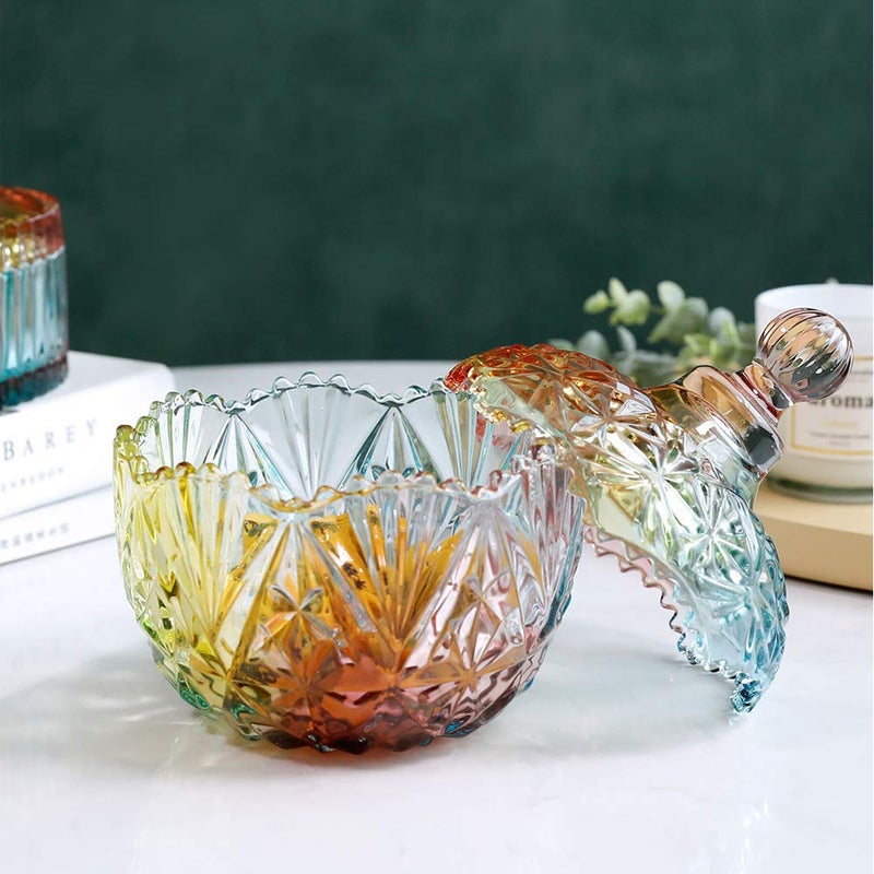 Danmu Colorful Glass Storage Jar with Lid, Candy & Cookie Jar, Jewelry Box, Buffet & Biscuit Containers (260ml / 9oz) - Image 5